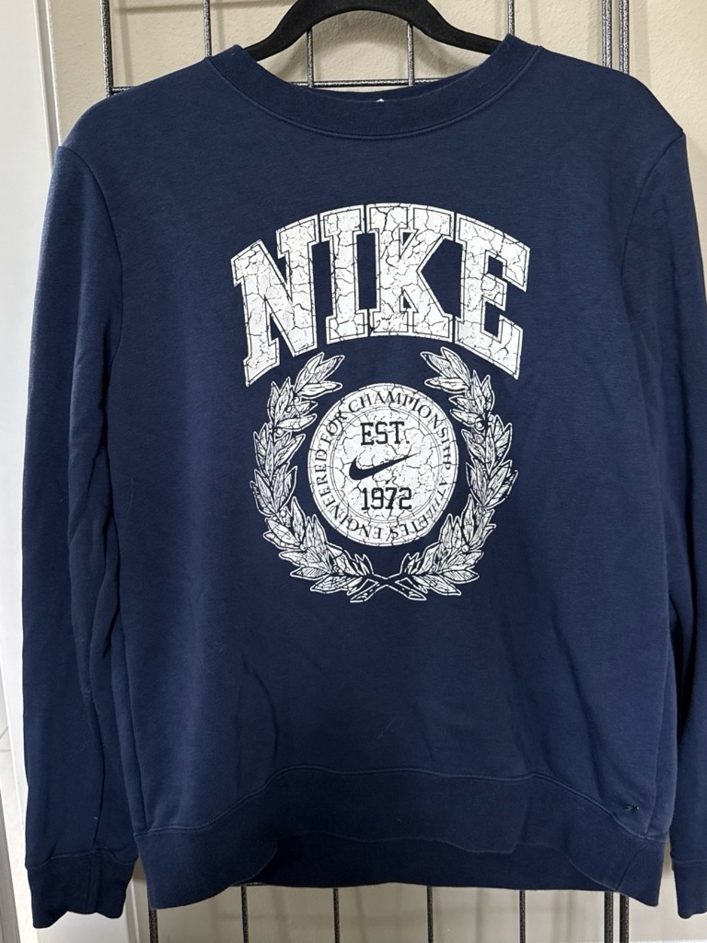 Nike women’s Navy Crewneck Sweatshirt with White Logo